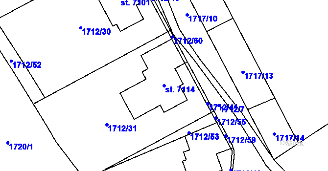 Parcela st. 7114 v KÚ Jablonec nad Nisou, Katastrální mapa