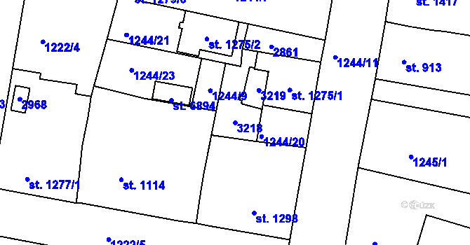 Parcela st. 3218 v KÚ Jablonec nad Nisou, Katastrální mapa