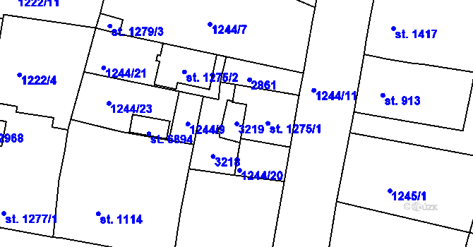 Parcela st. 3219 v KÚ Jablonec nad Nisou, Katastrální mapa