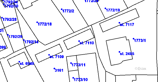Parcela st. 7110 v KÚ Jablonec nad Nisou, Katastrální mapa