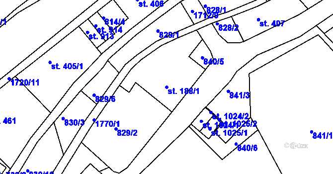 Parcela st. 188/1 v KÚ Jablonecké Paseky, Katastrální mapa