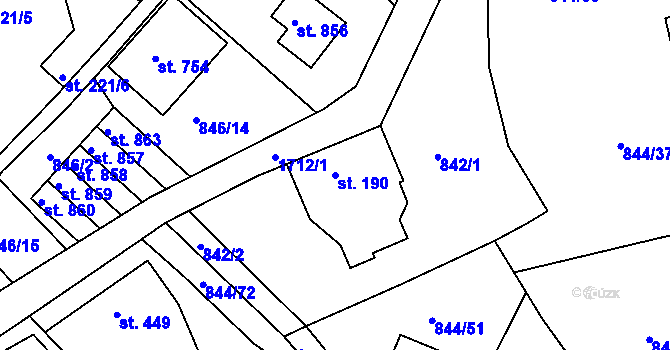 Parcela st. 190 v KÚ Jablonecké Paseky, Katastrální mapa