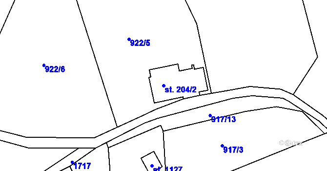 Parcela st. 204/2 v KÚ Jablonecké Paseky, Katastrální mapa