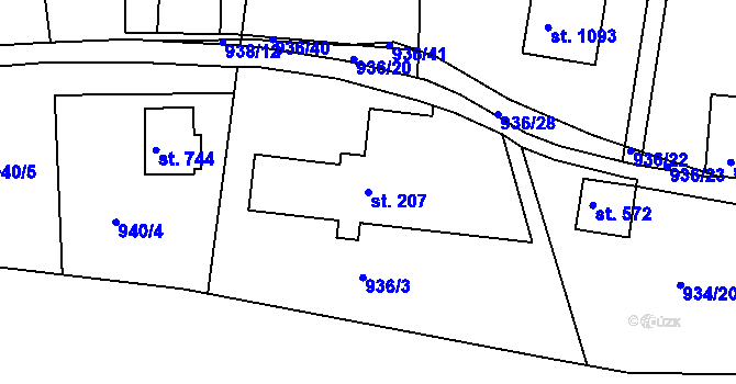 Parcela st. 207 v KÚ Jablonecké Paseky, Katastrální mapa