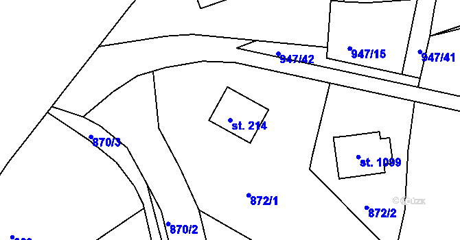 Parcela st. 214 v KÚ Jablonecké Paseky, Katastrální mapa