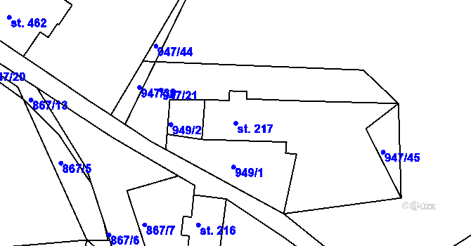 Parcela st. 217 v KÚ Jablonecké Paseky, Katastrální mapa