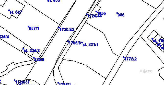 Parcela st. 221/1 v KÚ Jablonecké Paseky, Katastrální mapa