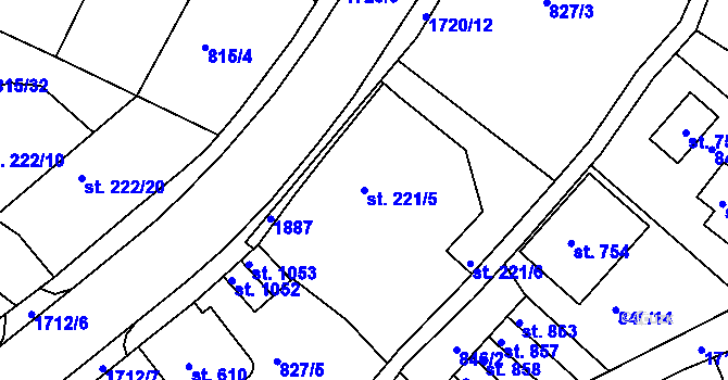 Parcela st. 221/5 v KÚ Jablonecké Paseky, Katastrální mapa