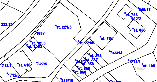 Parcela st. 221/6 v KÚ Jablonecké Paseky, Katastrální mapa
