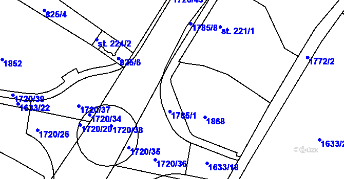 Parcela st. 221/7 v KÚ Jablonecké Paseky, Katastrální mapa
