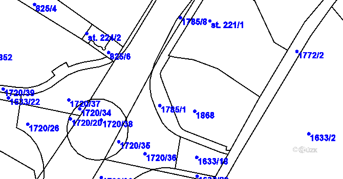 Parcela st. 221/8 v KÚ Jablonecké Paseky, Katastrální mapa