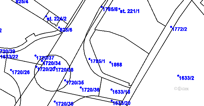 Parcela st. 221/9 v KÚ Jablonecké Paseky, Katastrální mapa