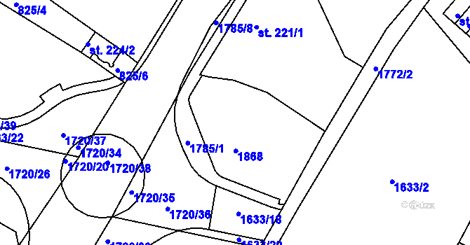 Parcela st. 221/10 v KÚ Jablonecké Paseky, Katastrální mapa