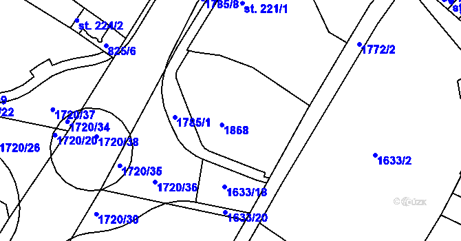 Parcela st. 221/11 v KÚ Jablonecké Paseky, Katastrální mapa