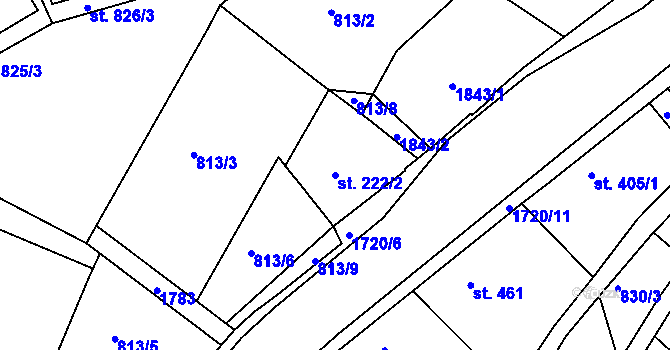 Parcela st. 222/2 v KÚ Jablonecké Paseky, Katastrální mapa
