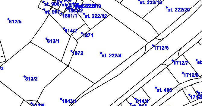 Parcela st. 222/4 v KÚ Jablonecké Paseky, Katastrální mapa
