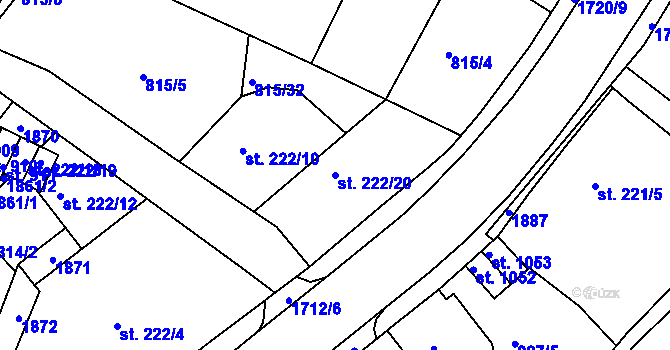 Parcela st. 222/20 v KÚ Jablonecké Paseky, Katastrální mapa