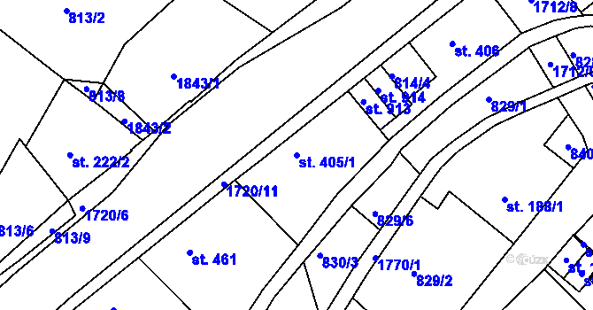 Parcela st. 405/1 v KÚ Jablonecké Paseky, Katastrální mapa