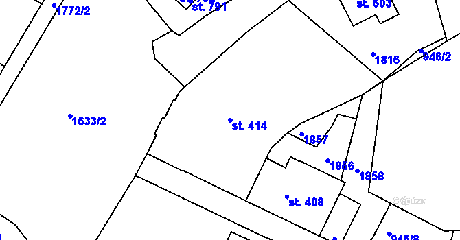 Parcela st. 414 v KÚ Jablonecké Paseky, Katastrální mapa