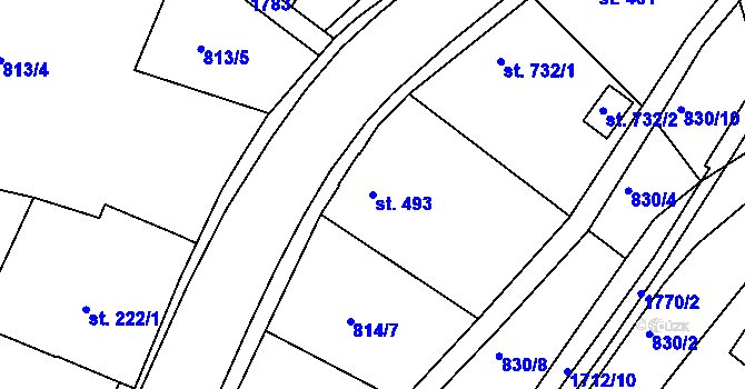 Parcela st. 493 v KÚ Jablonecké Paseky, Katastrální mapa