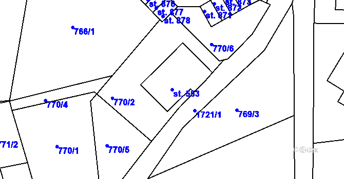 Parcela st. 553 v KÚ Jablonecké Paseky, Katastrální mapa