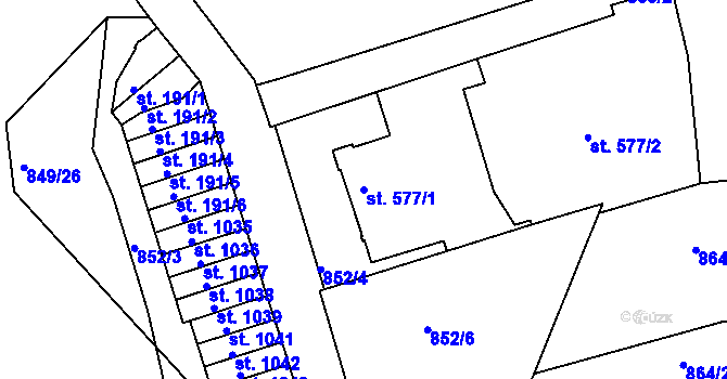 Parcela st. 577/1 v KÚ Jablonecké Paseky, Katastrální mapa