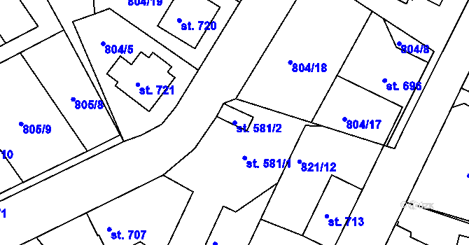 Parcela st. 581/2 v KÚ Jablonecké Paseky, Katastrální mapa