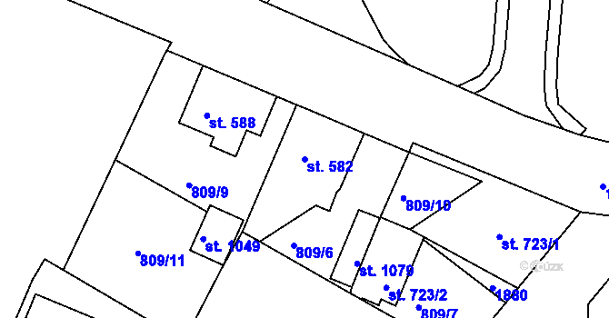 Parcela st. 582 v KÚ Jablonecké Paseky, Katastrální mapa