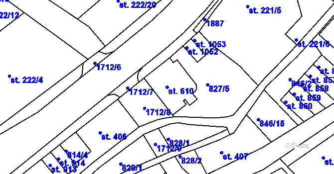 Parcela st. 610 v KÚ Jablonecké Paseky, Katastrální mapa