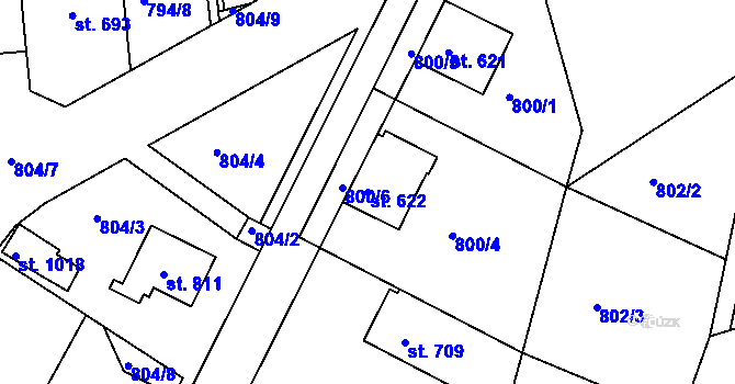 Parcela st. 622 v KÚ Jablonecké Paseky, Katastrální mapa