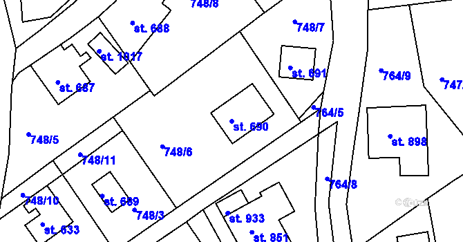 Parcela st. 690 v KÚ Jablonecké Paseky, Katastrální mapa