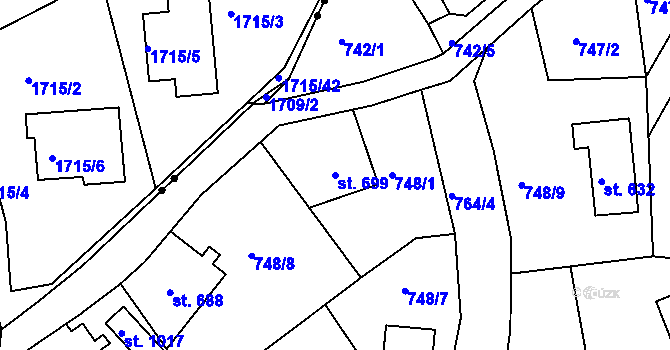 Parcela st. 699 v KÚ Jablonecké Paseky, Katastrální mapa