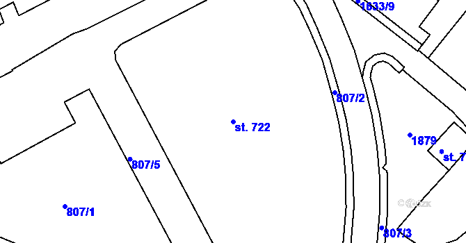 Parcela st. 722 v KÚ Jablonecké Paseky, Katastrální mapa