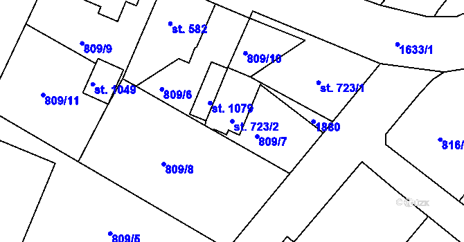 Parcela st. 723/2 v KÚ Jablonecké Paseky, Katastrální mapa