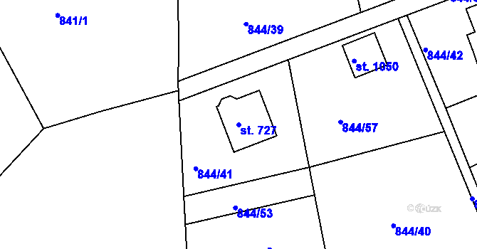Parcela st. 727 v KÚ Jablonecké Paseky, Katastrální mapa