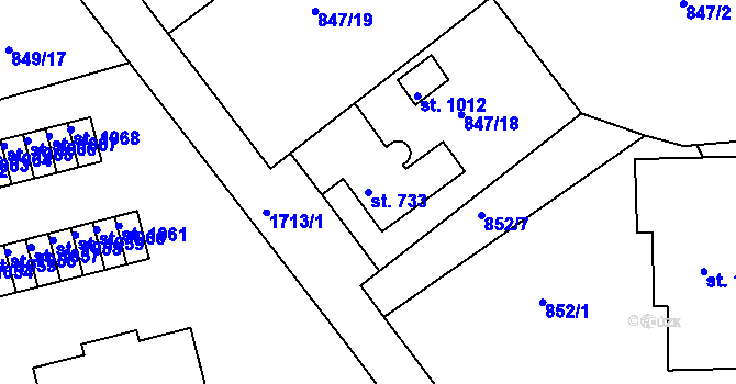 Parcela st. 733 v KÚ Jablonecké Paseky, Katastrální mapa
