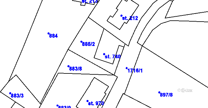 Parcela st. 740 v KÚ Jablonecké Paseky, Katastrální mapa