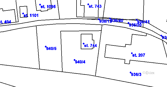 Parcela st. 744 v KÚ Jablonecké Paseky, Katastrální mapa