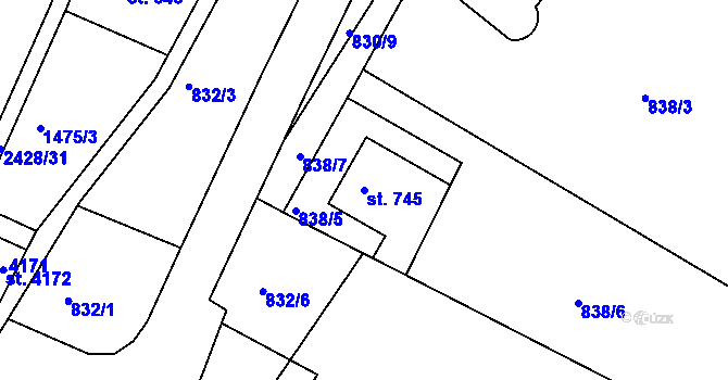 Parcela st. 745 v KÚ Jablonecké Paseky, Katastrální mapa