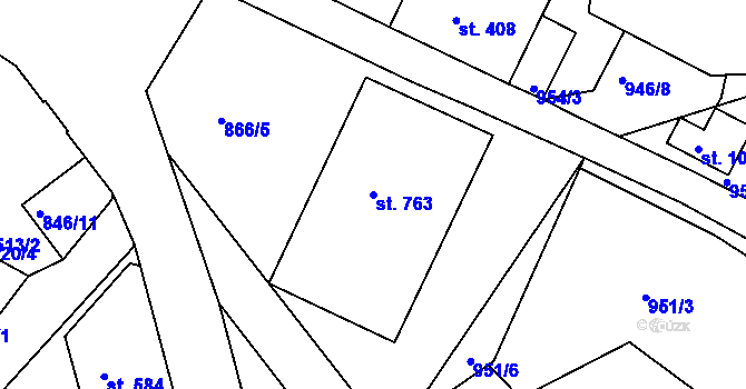 Parcela st. 763 v KÚ Jablonecké Paseky, Katastrální mapa