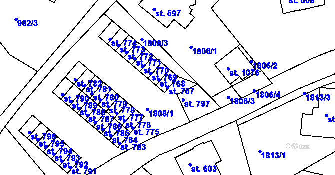Parcela st. 767 v KÚ Jablonecké Paseky, Katastrální mapa