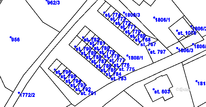 Parcela st. 778 v KÚ Jablonecké Paseky, Katastrální mapa