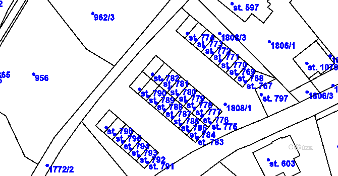 Parcela st. 780 v KÚ Jablonecké Paseky, Katastrální mapa