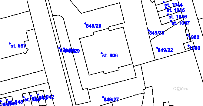 Parcela st. 806 v KÚ Jablonecké Paseky, Katastrální mapa