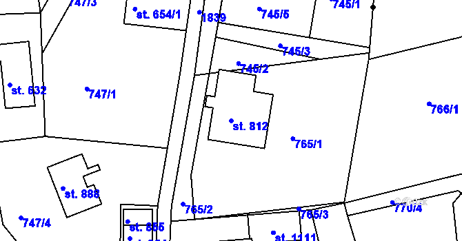Parcela st. 812 v KÚ Jablonecké Paseky, Katastrální mapa