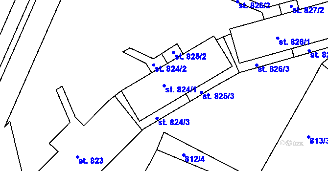 Parcela st. 824/1 v KÚ Jablonecké Paseky, Katastrální mapa
