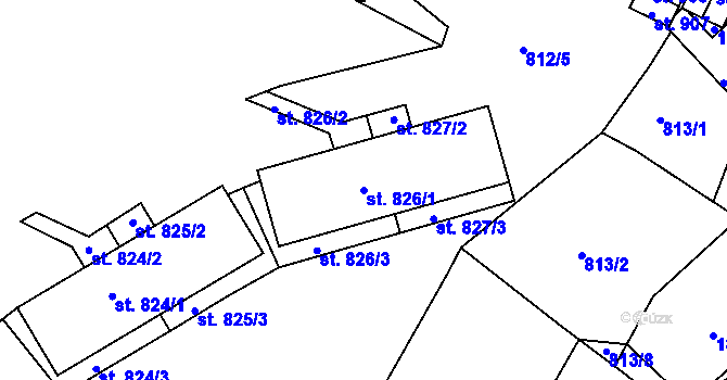 Parcela st. 826/1 v KÚ Jablonecké Paseky, Katastrální mapa