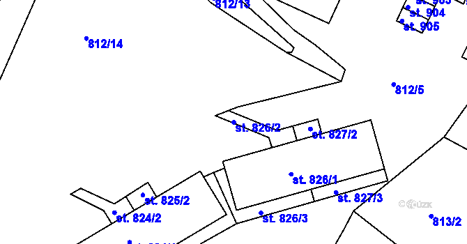 Parcela st. 826/2 v KÚ Jablonecké Paseky, Katastrální mapa