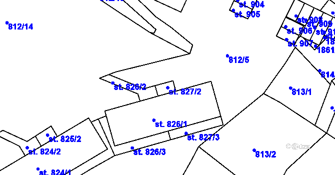 Parcela st. 827/2 v KÚ Jablonecké Paseky, Katastrální mapa
