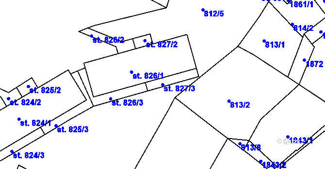 Parcela st. 827/3 v KÚ Jablonecké Paseky, Katastrální mapa